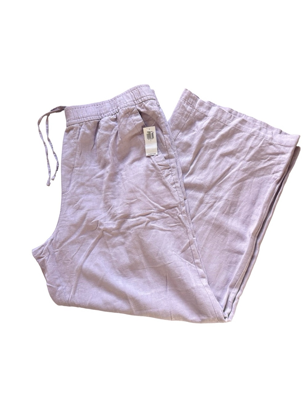 Old Navy White High Rise Wide Leg Linen Blend Pull On Pants Womens Large NEW.